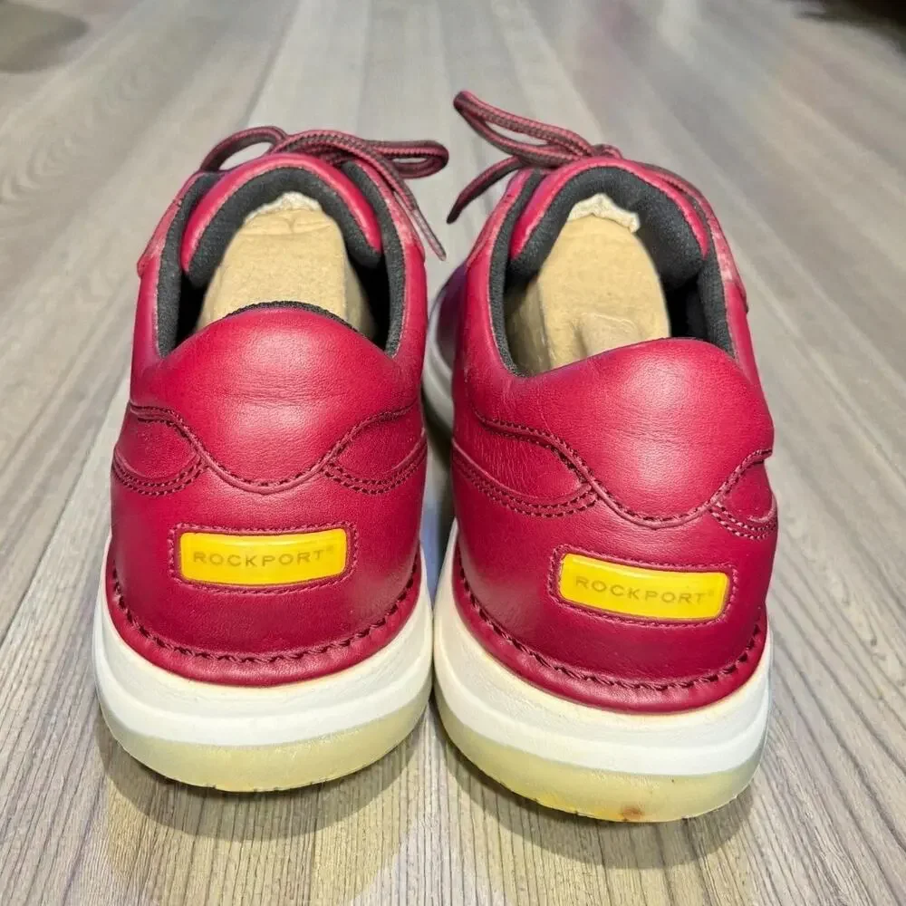 Rockport MEW327M Mens 10 Red Leather Sneakers Walking Shoes EUR 44 NWOB